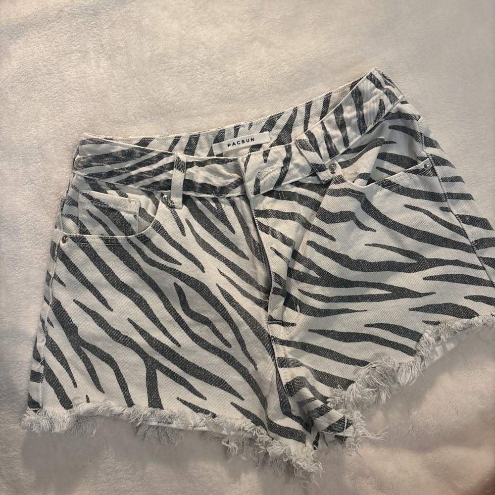 PacSun Zebra Print Jean Shorts - Black and White